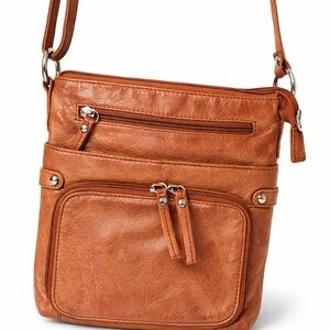 Dolce Vita Genuine Leather Brown Crossbody Bag Multi Pocket